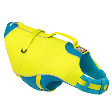 surf n turf dog life jacket green and blue