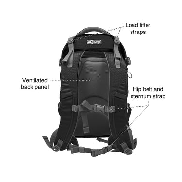 G-Train Dog Carrier Backpack Benefits. Load lifter straps. Ventilated back panel. Hip belt and sternum strap.